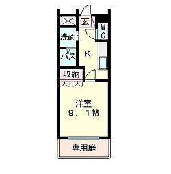 アルヴィサ 1Kの間取図画像