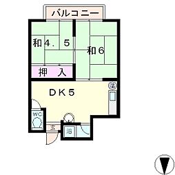 ドリームマンションB棟 2DKの間取図画像