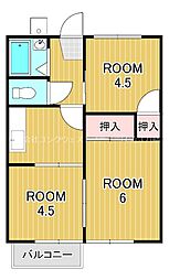 白鳥ハイツ 3Kの間取図画像