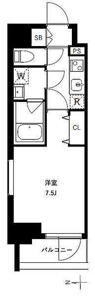 アーバンパーク浅草II 706｜東京都台東区今戸1丁目(賃貸マンション1K・7階・25.62㎡)の写真 その2