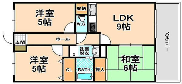 ロイヤル瑞ヶ丘 ｜兵庫県伊丹市瑞ケ丘1丁目(賃貸マンション3LDK・2階・58.00㎡)の写真 その2