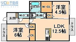 ｌｉｂｒｅ 1階2LDKの間取り