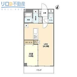 グランジュテ寺畑 1LDKの間取図画像