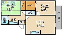 フォンテーヌ2 2LDKの間取図画像