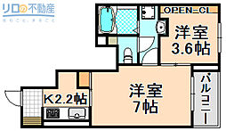 コート向田 1LDKの間取図画像