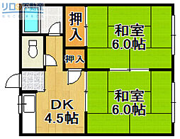 奥田ハイツ 2DKの間取図画像