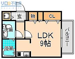 シャーメゾン行基 ワンルームの間取図画像