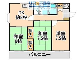 五月ハイツ 3DKの間取図画像