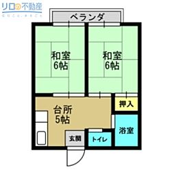 桃源台ハイツ 2DKの間取図画像