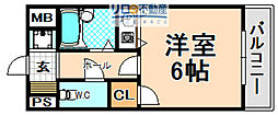 メリット伊丹 ワンルームの間取図画像