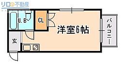 プティメゾン花屋敷 ワンルームの間取図画像
