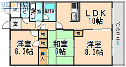 甚樹園マンション壱番館 3LDKの間取図画像