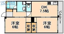 コーポファミール 2DKの間取図画像