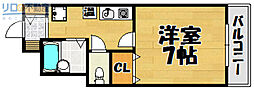 リバティハイムサクライ2 1Kの間取図画像
