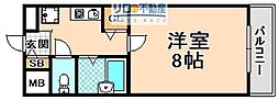 ウエストヒルズFUJIWO 1Kの間取図画像