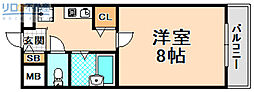 ウエストヒルズFUJIWO 1Kの間取図画像