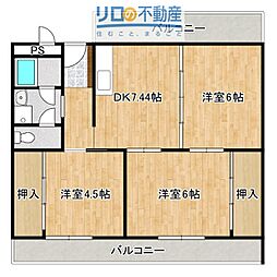 ヴィラひばりケ丘 3DKの間取図画像