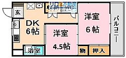 ヴィラ東伊丹 2DKの間取図画像