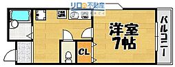リバティハイムサクライ2 1Kの間取図画像