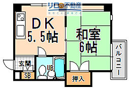 ヴィラ松島 1DKの間取図画像