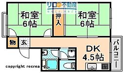 池永ハイツ 2DKの間取図画像