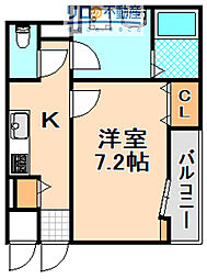 ピアチェーレ 1Kの間取図画像
