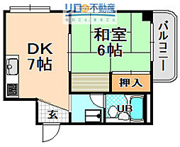 ハイツいちう 1DKの間取図画像