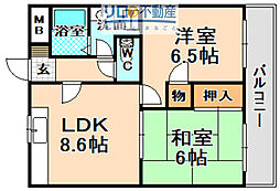 サライ西野 2LDKの間取図画像