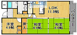 インペリアル樋ノ口 3LDKの間取図画像