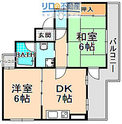 M'STYLE伊丹西台 2DKの間取図画像