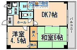 エスポワール伊丹桜ケ丘2 2DKの間取図画像
