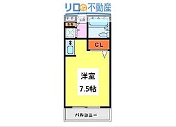 リオ花屋敷 ワンルームの間取図画像