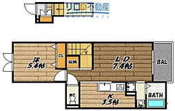 プラセール宝塚2 1LDKの間取図画像