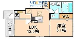 個邸昆陽 1LDKの間取図画像
