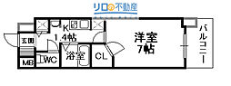 エコロジー宝塚レジデンス 1Kの間取図画像