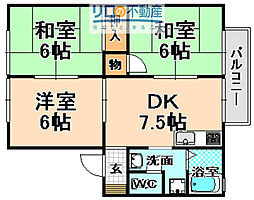 池尻ハイツB 3DKの間取図画像