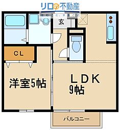 ヴァンソレイユ 1LDKの間取図画像