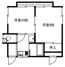 東武東上線 鶴瀬駅 徒歩11分 2Kの間取り