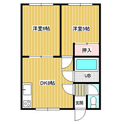 コーポ西町 2DKの間取図画像