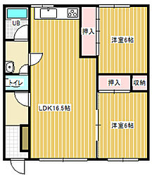 ニューライフ大関 2LDKの間取図画像