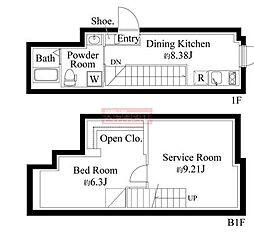 ファーヴァル代々木上原 1階1SDKの間取り