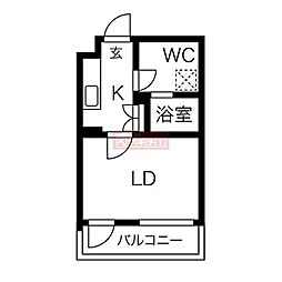 ｋｉｎｏｍｏｒｉ代々木上原 2階1Kの間取り