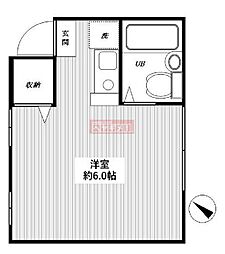 駒場ニイホリコーポ 2階ワンルームの間取り