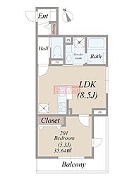 Nest下北沢 1LDKの間取図画像