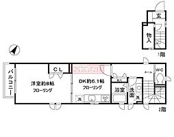 グランシャリオヴィラージュA 1DKの間取図画像