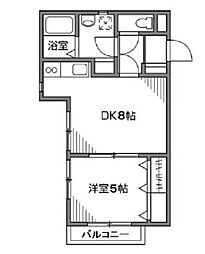 メゾンドピネド 1DKの間取図画像