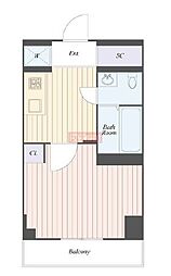 プレール・ドゥーク渋谷幡ヶ谷 1Kの間取図画像