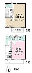 ゼルコバヴィレッジG棟 1LDKの間取図画像