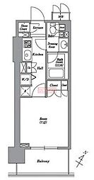 レキシントン・スクエア白金高輪 1Kの間取図画像