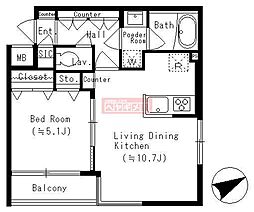 RESIDIA笹塚 1LDKの間取図画像